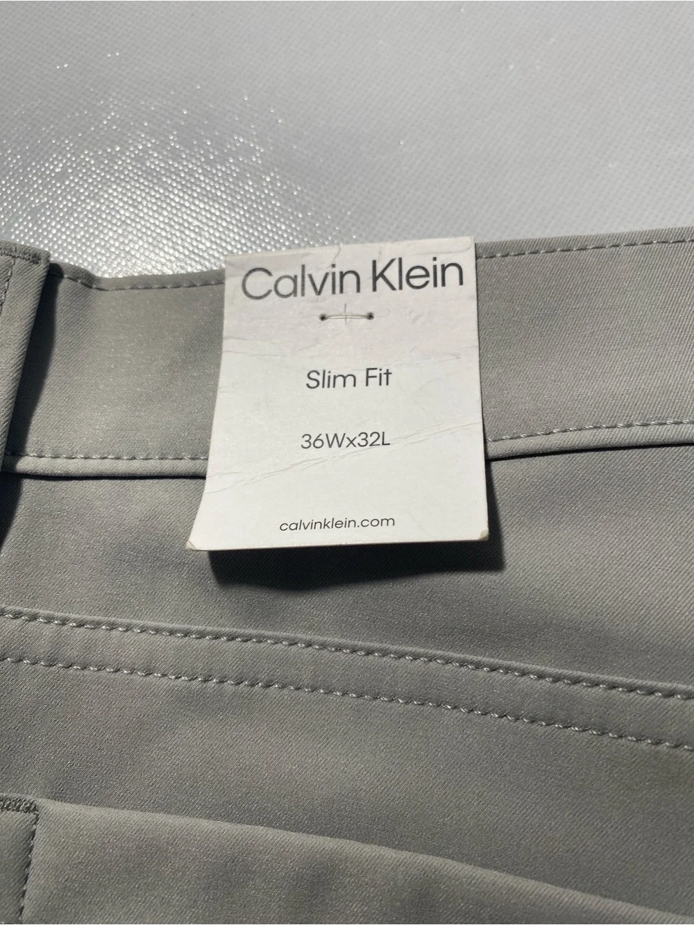 NEW 36 x 32 Mens Calvin Klein Slim Fit Pants Flat Front Flex Waist Polyester $79
